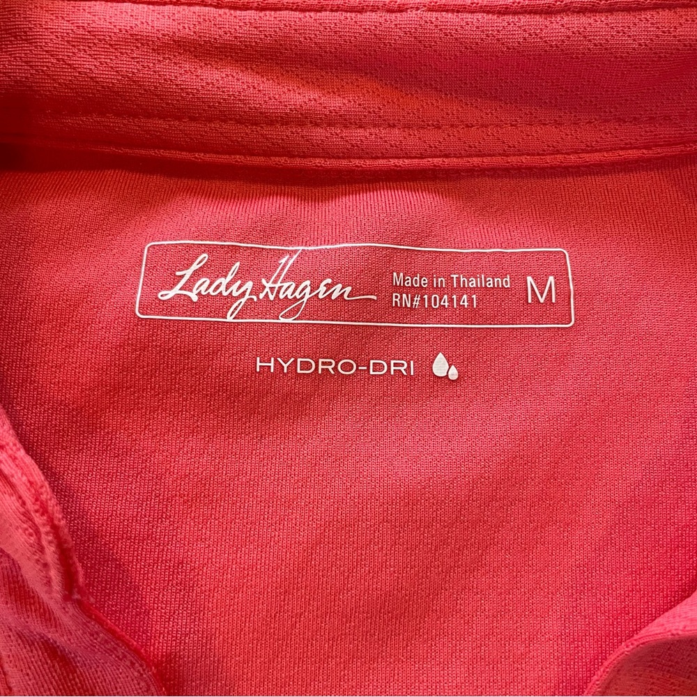 Lady Hagen Golf Polo Coral Split V-Neck Textured Hydro-Dry Top Size Medium - Picture 6 of 8